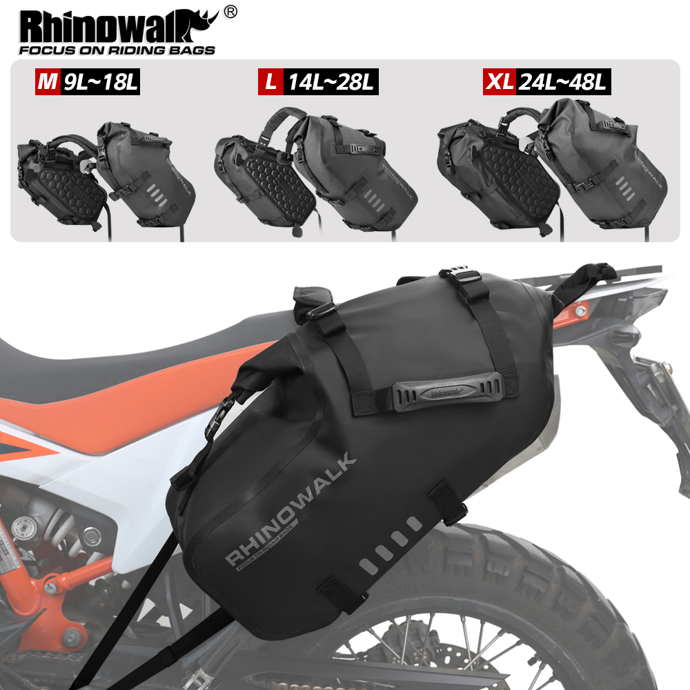 Motorcycle Gear Companies - Rhinowalk 18-48L Motorcycle Side Pannier Waterproof